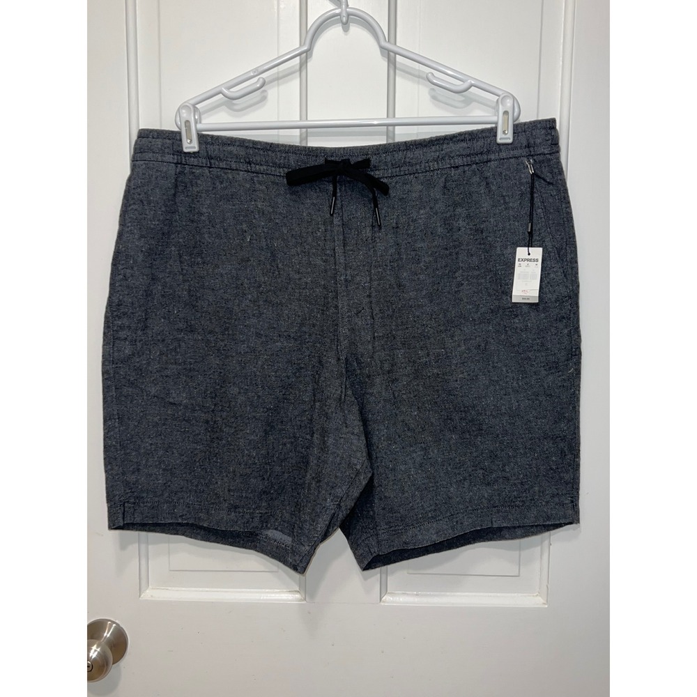 NEW Express Mens Linen Cotton Blend Shorts Charcoal Grey XL 023530090